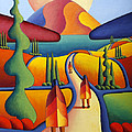 pilgrimage to the sacred mountain with 3 figures 